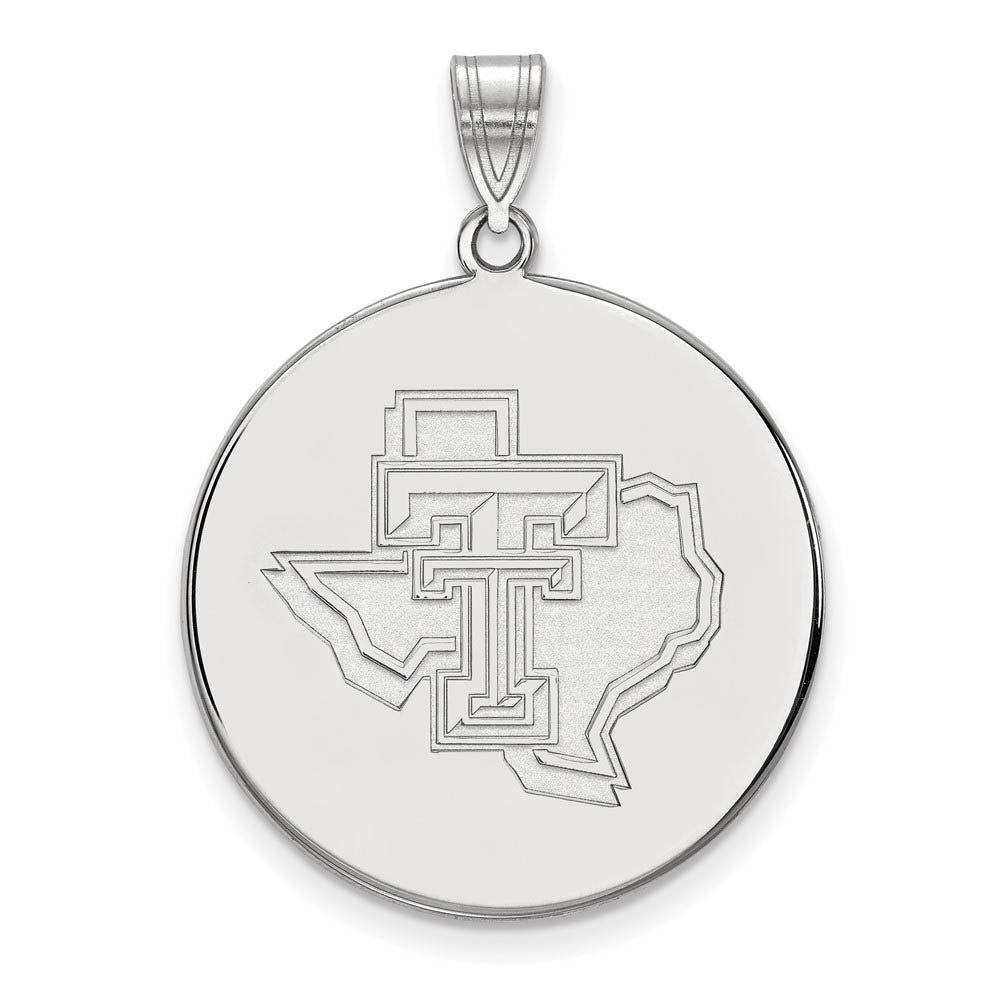 10k White Gold Texas Tech U. XL Disc Pendant, Item P21689 by The Black Bow Jewelry Co.