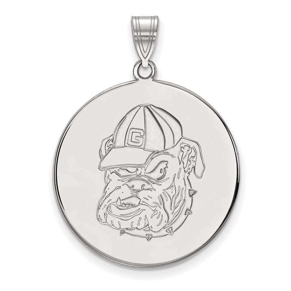 10k White Gold U. of Georgia XL Mascot Disc Pendant, Item P21695 by The Black Bow Jewelry Co.