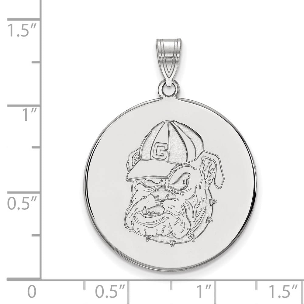 Alternate view of the 10k White Gold U. of Georgia XL Mascot Disc Pendant by The Black Bow Jewelry Co.