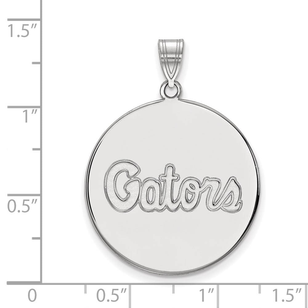 Alternate view of the 10k White Gold U of Florida XL Disc Pendant by The Black Bow Jewelry Co.