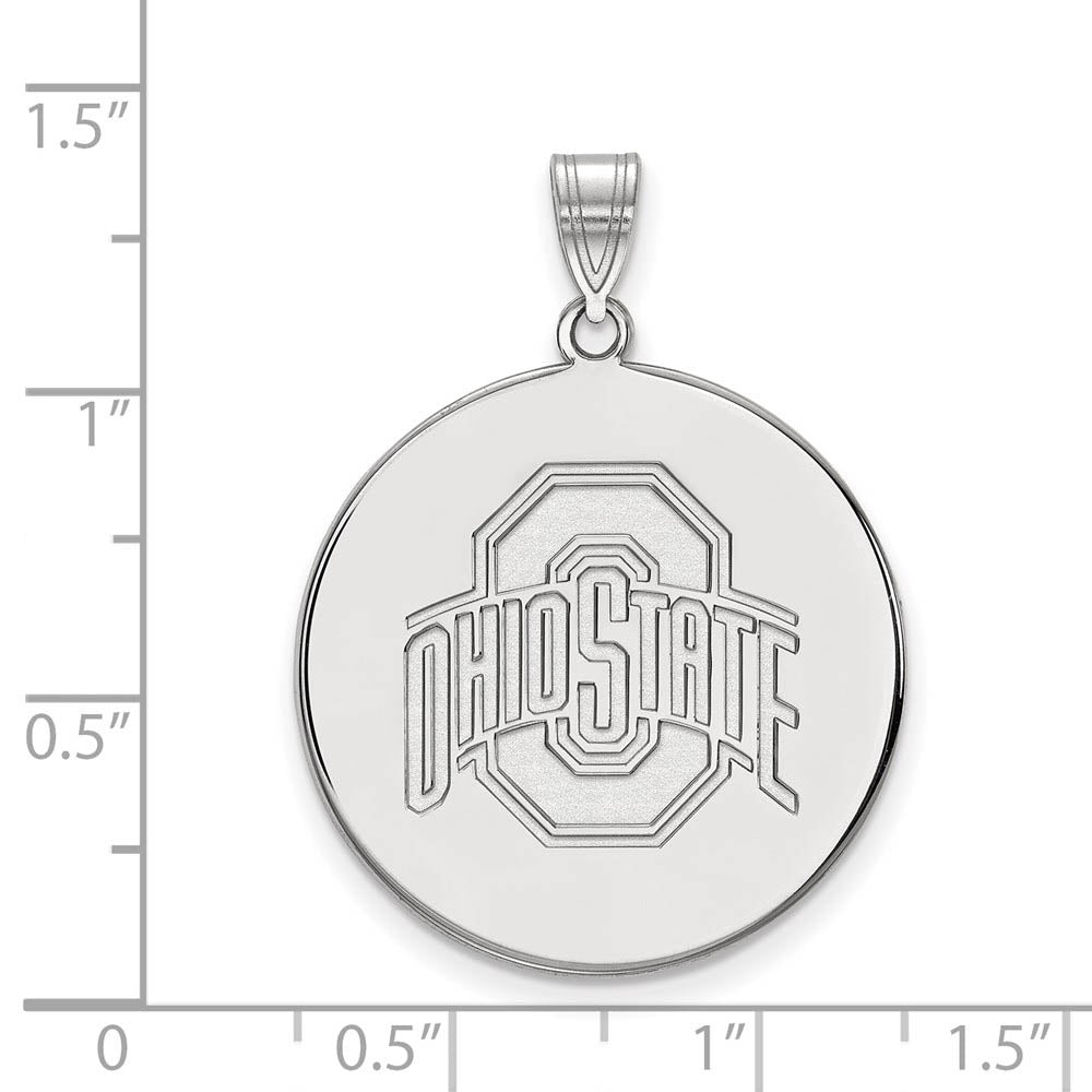 Alternate view of the 10k White Gold Ohio State XL Logo Disc Pendant by The Black Bow Jewelry Co.