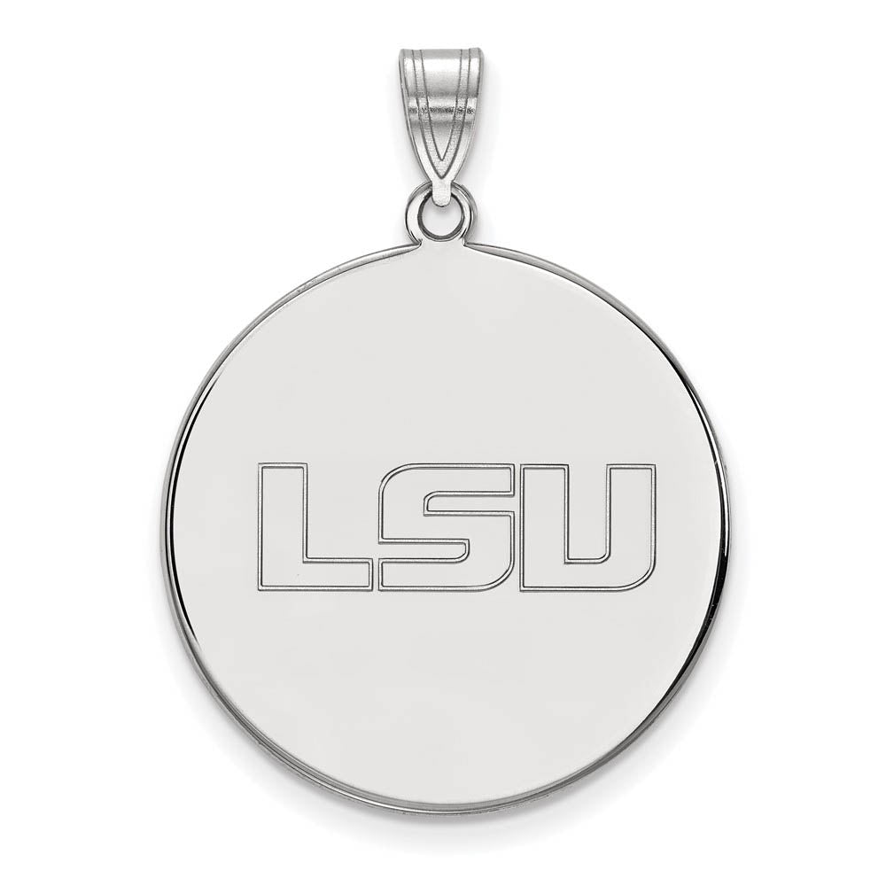 10k White Gold Louisiana State XL Disc Pendant, Item P21706 by The Black Bow Jewelry Co.
