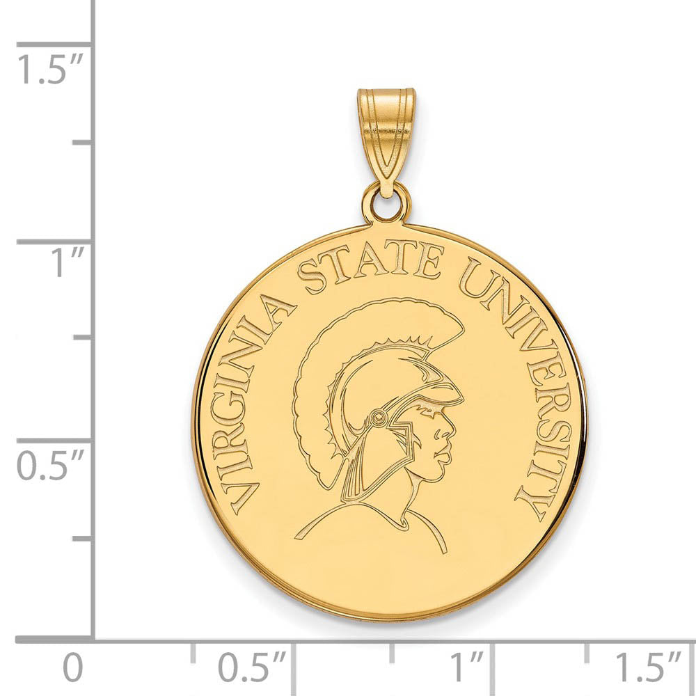 Alternate view of the 10k Yellow Gold Virginia State XL Disc Pendant by The Black Bow Jewelry Co.