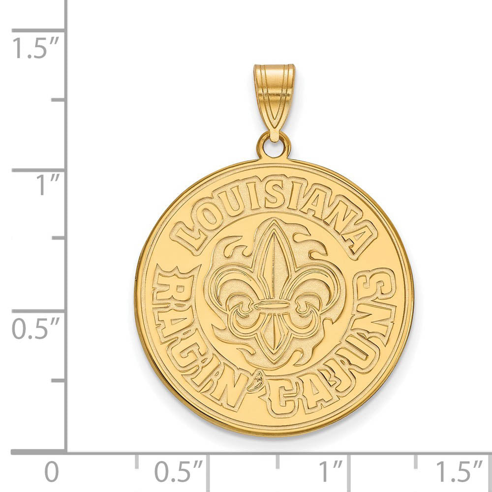 Alternate view of the 10k Yellow Gold U. of Louisiana at Lafayette XL Pendant by The Black Bow Jewelry Co.