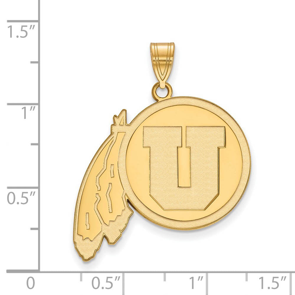 Alternate view of the 10k Yellow Gold U. of Utah XL Pendant by The Black Bow Jewelry Co.