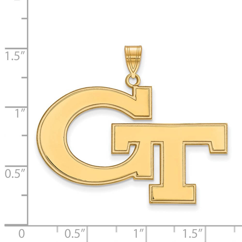 Alternate view of the 10k Yellow Gold Georgia Technology XL Pendant by The Black Bow Jewelry Co.
