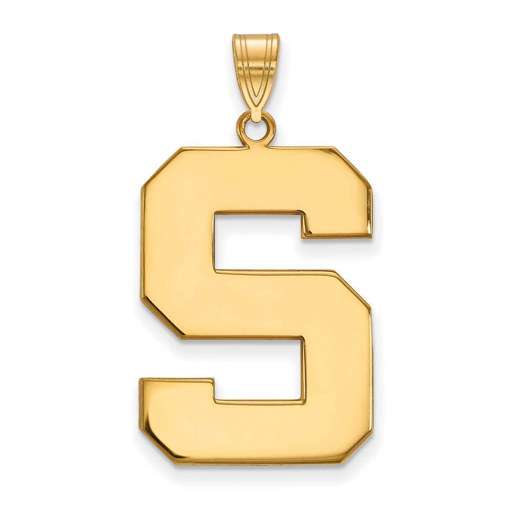 10k Yellow Gold Michigan State XL Initial S Pendant, Item P21784 by The Black Bow Jewelry Co.