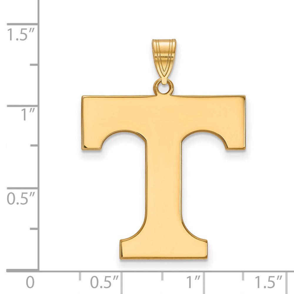 Alternate view of the 10k Yellow Gold U. of Tennessee XL Initial T Pendant by The Black Bow Jewelry Co.
