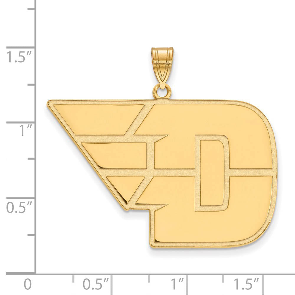 Alternate view of the 10k Yellow Gold U of Dayton XL Pendant by The Black Bow Jewelry Co.
