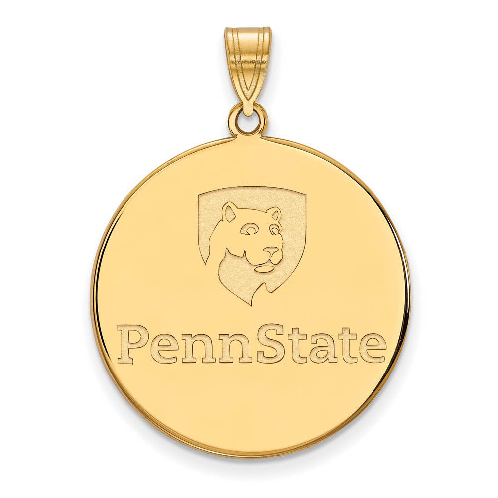 10k Yellow Gold Penn State XL Disc Pendant, Item P21850 by The Black Bow Jewelry Co.