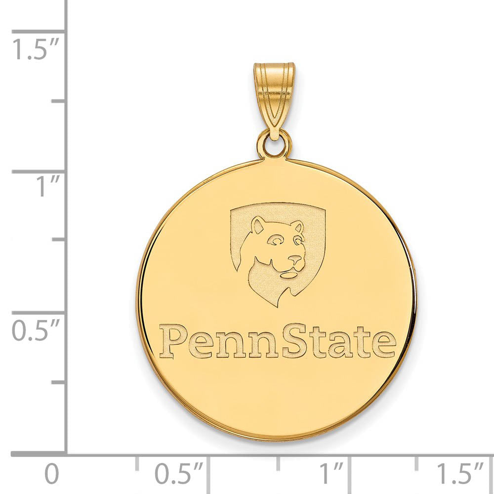 Alternate view of the 10k Yellow Gold Penn State XL Disc Pendant by The Black Bow Jewelry Co.