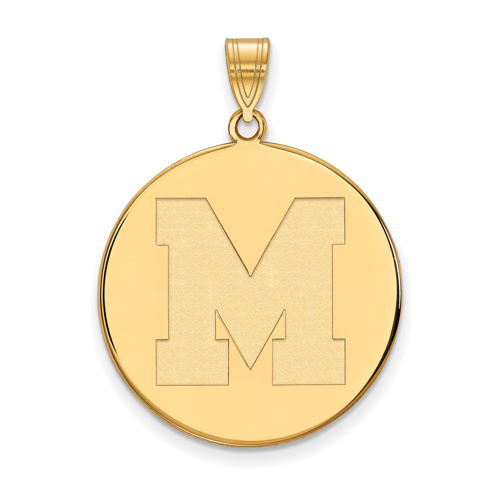 10k Yellow Gold U. of Memphis XL Initial M Disc Pendant, Item P21857 by The Black Bow Jewelry Co.