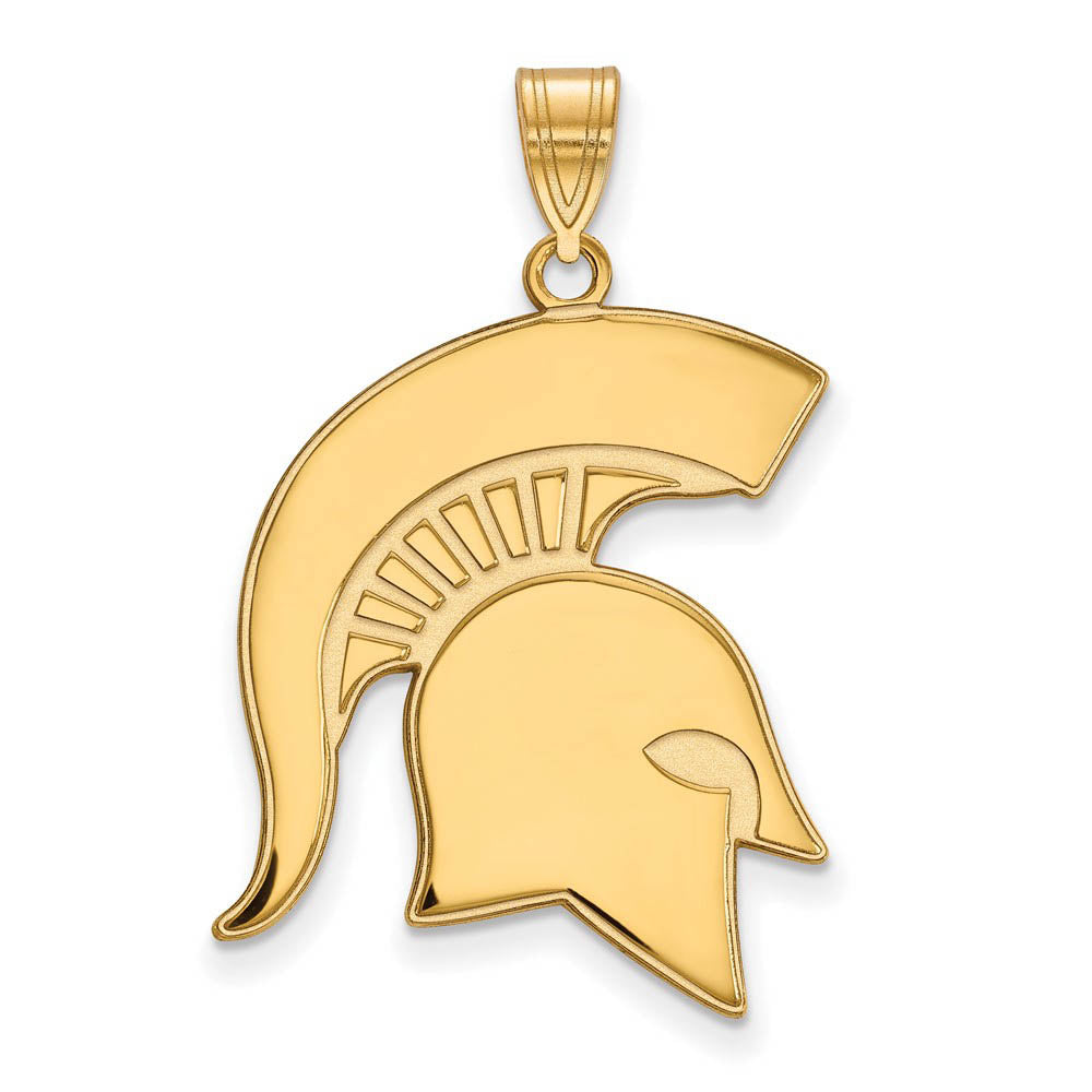10k Yellow Gold Michigan State XL Logo Pendant, Item P21874 by The Black Bow Jewelry Co.