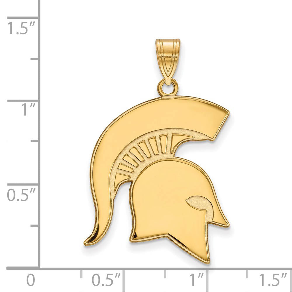 Alternate view of the 10k Yellow Gold Michigan State XL Logo Pendant by The Black Bow Jewelry Co.