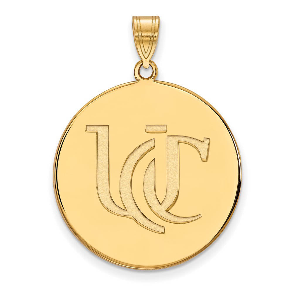 10k Yellow Gold U of Cincinnati XL Disc Pendant, Item P21882 by The Black Bow Jewelry Co.