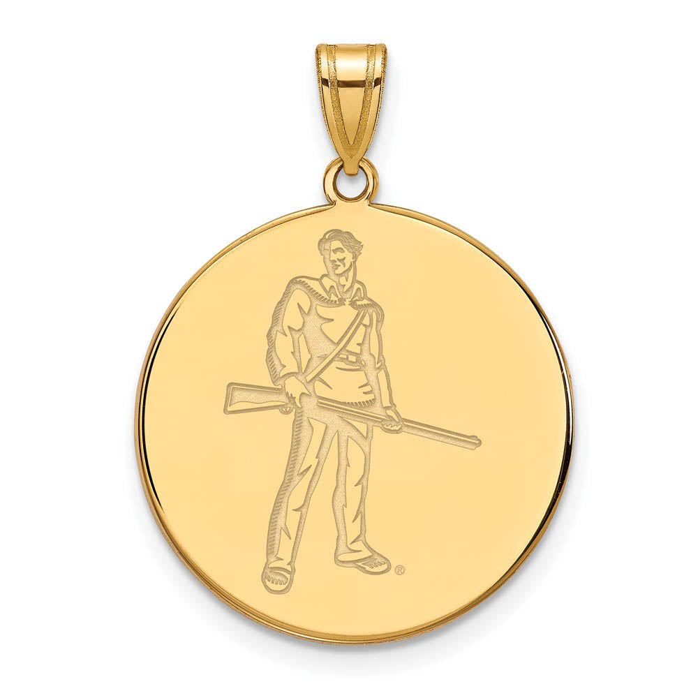 10k Yellow Gold West Virginia U. XL Mascot Disc Pendant, Item P21886 by The Black Bow Jewelry Co.