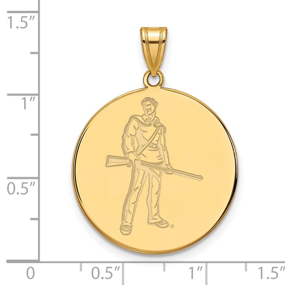 Alternate view of the 10k Yellow Gold West Virginia U. XL Mascot Disc Pendant by The Black Bow Jewelry Co.