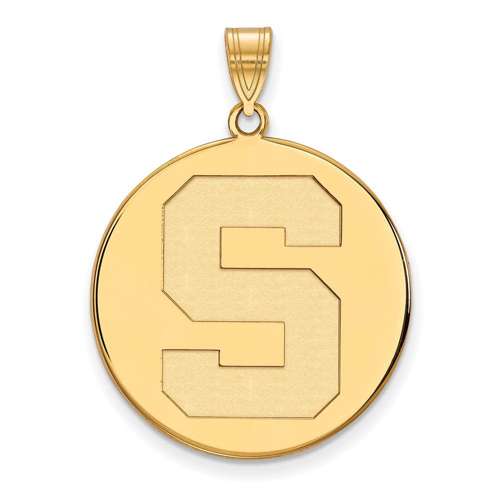 10k Yellow Gold Michigan State XL Initial S Disc Pendant, Item P21899 by The Black Bow Jewelry Co.