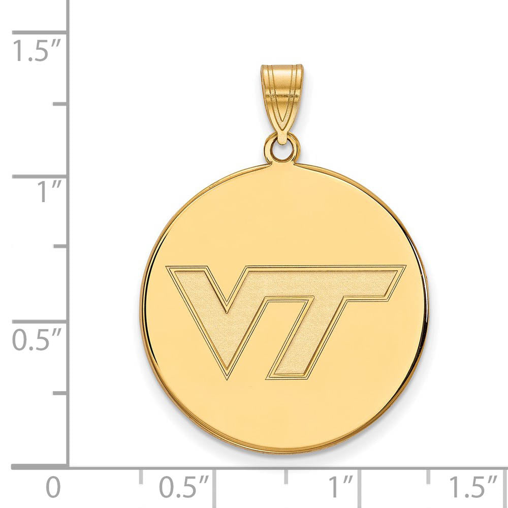 Alternate view of the 10k Yellow Gold Virginia Tech XL Logo Disc Pendant by The Black Bow Jewelry Co.