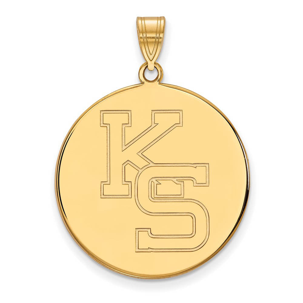 10k Yellow Gold Kansas State XL Disc Pendant, Item P21903 by The Black Bow Jewelry Co.