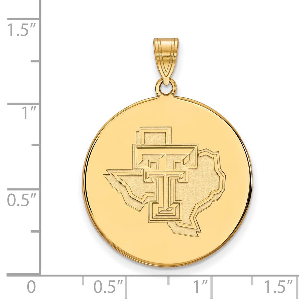 Alternate view of the 10k Yellow Gold Texas Tech U. XL Disc Pendant by The Black Bow Jewelry Co.