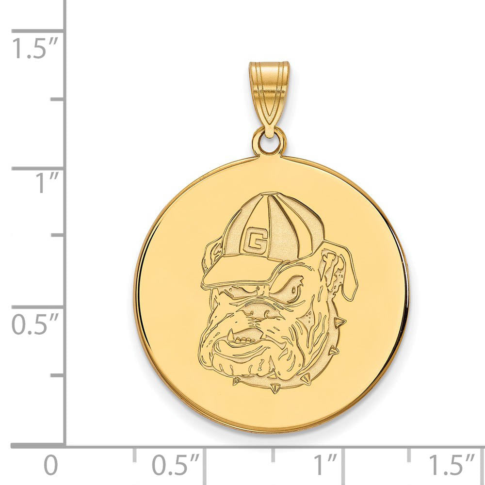 Alternate view of the 10k Yellow Gold U. of Georgia XL Mascot Disc Pendant by The Black Bow Jewelry Co.