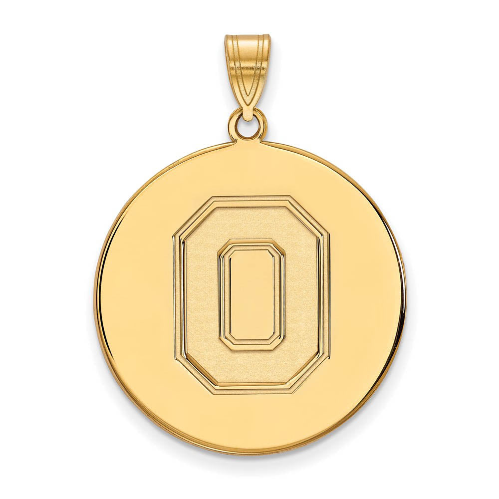 10k Yellow Gold Ohio State XL Disc Pendant, Item P21935 by The Black Bow Jewelry Co.