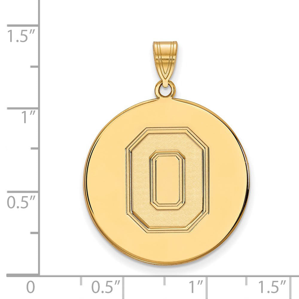 Alternate view of the 10k Yellow Gold Ohio State XL Disc Pendant by The Black Bow Jewelry Co.