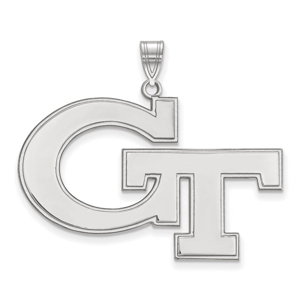 14k White Gold Georgia Technology XL Pendant, Item P21976 by The Black Bow Jewelry Co.