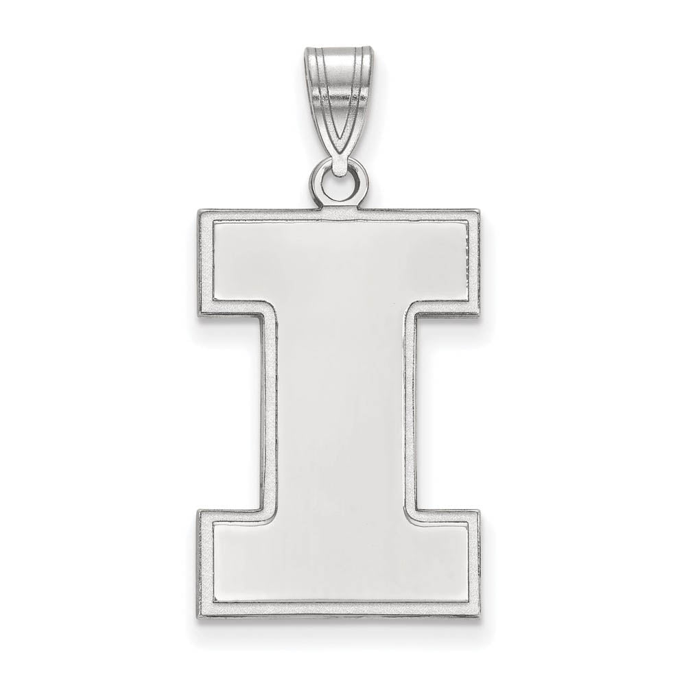 14k White Gold U. of Illinois XL Initial I Pendant, Item P21985 by The Black Bow Jewelry Co.