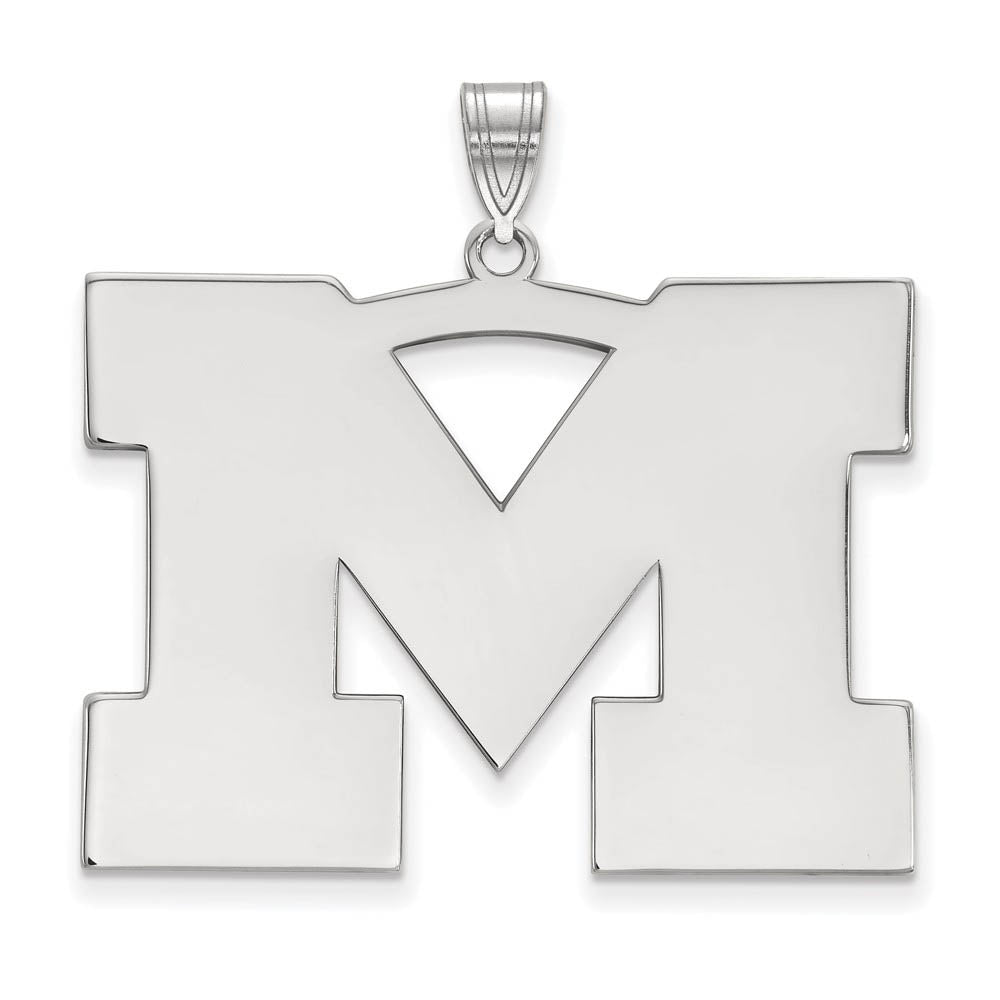 14k White Gold U. of Michigan XL Initial M Pendant, Item P21989 by The Black Bow Jewelry Co.