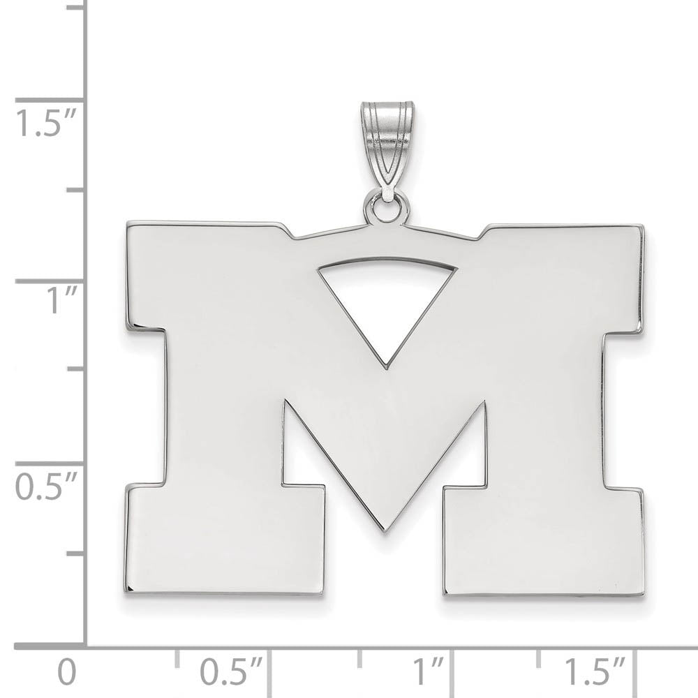 Alternate view of the 14k White Gold U. of Michigan XL Initial M Pendant by The Black Bow Jewelry Co.