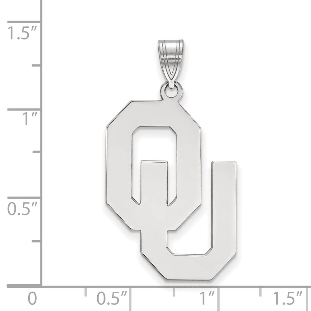 Alternate view of the 14k White Gold U. of Oklahoma XL Pendant by The Black Bow Jewelry Co.