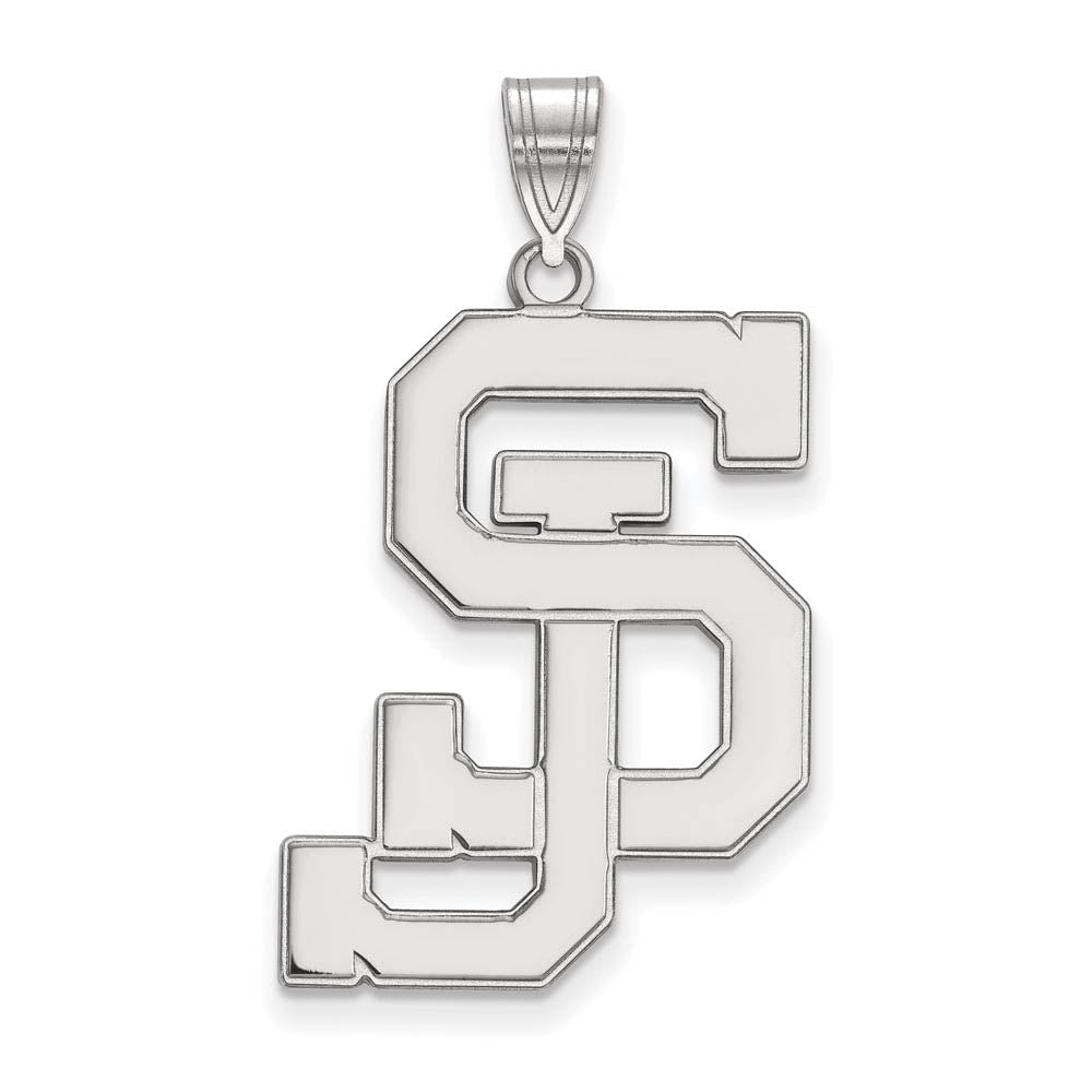 14k White Gold San Jose State XL Pendant, Item P21996 by The Black Bow Jewelry Co.
