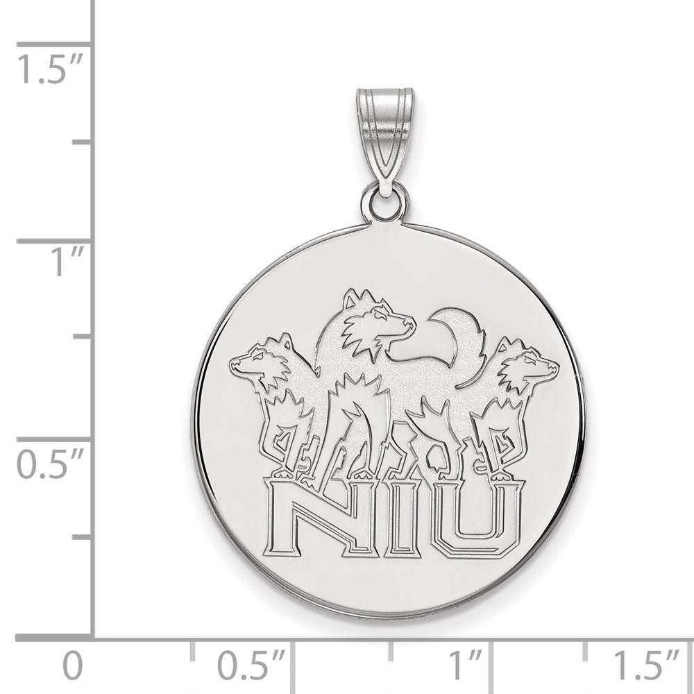 Alternate view of the 14k White Gold Northern Illinois U XL Disc Pendant by The Black Bow Jewelry Co.