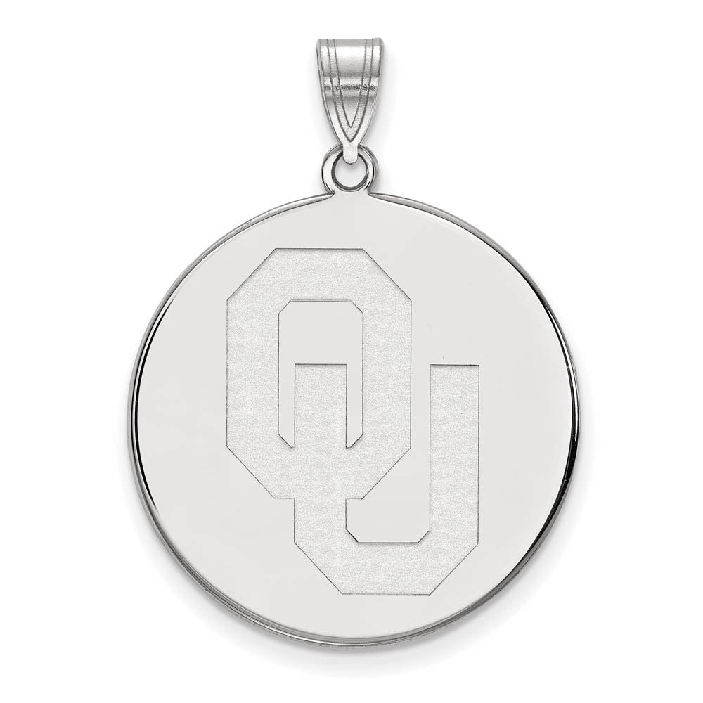 14k White Gold U. of Oklahoma XL 'OU' Disc Pendant, Item P22012 by The Black Bow Jewelry Co.