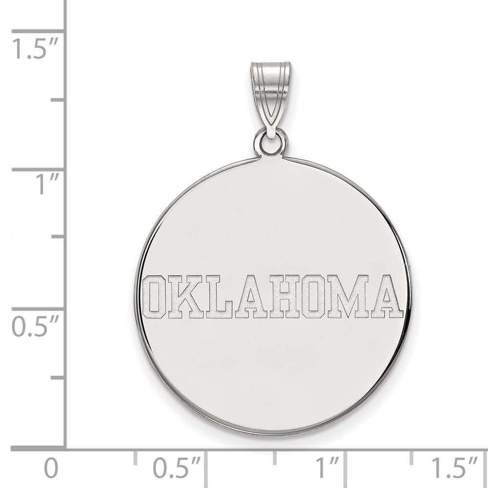 Alternate view of the 14k White Gold U. of Oklahoma XL Disc Pendant by The Black Bow Jewelry Co.