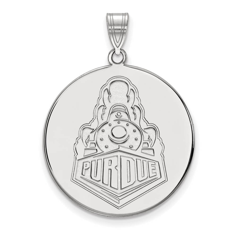 14k White Gold Purdue XL Logo Disc Pendant, Item P22034 by The Black Bow Jewelry Co.
