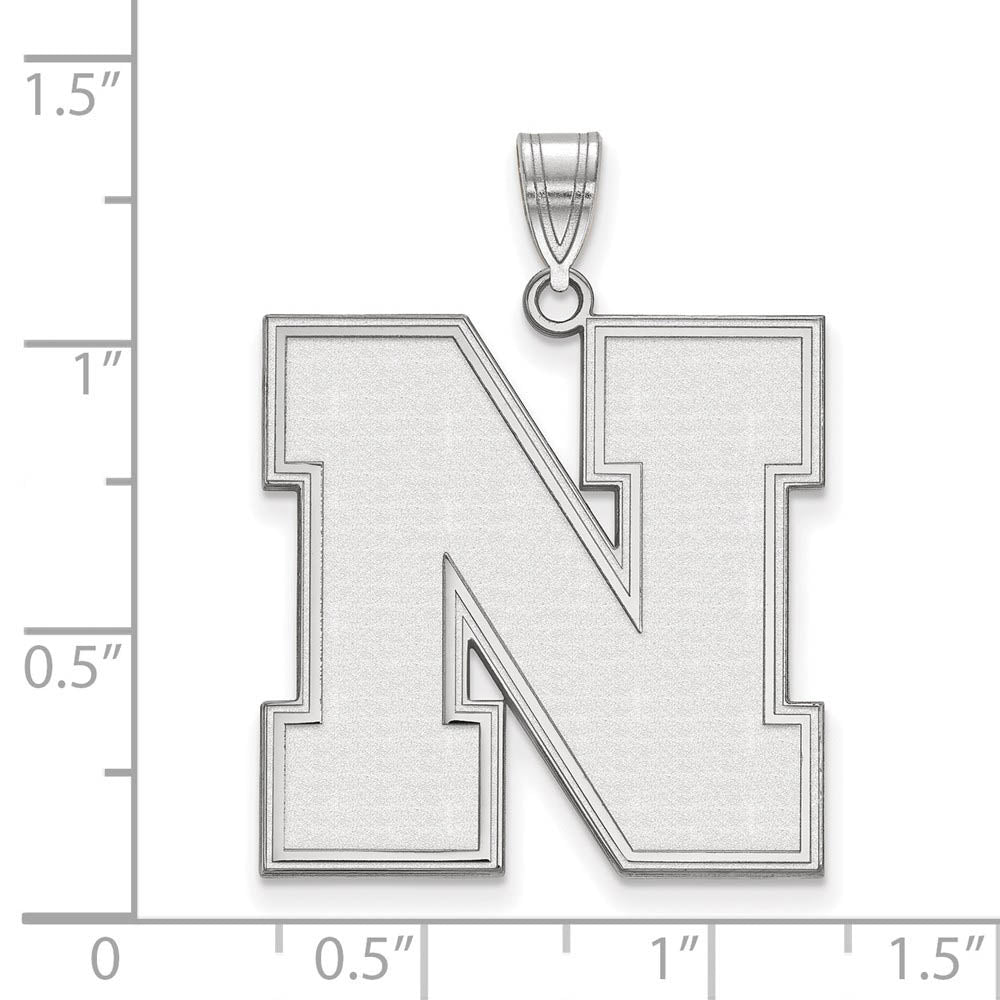 Alternate view of the 14k White Gold U. of Nebraska XL Initial N Pendant by The Black Bow Jewelry Co.