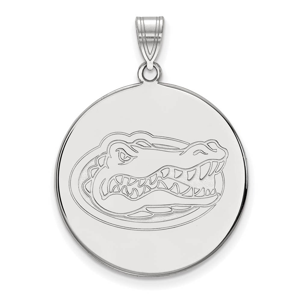 14k White Gold U of Florida XL Disc Mascot Pendant, Item P22048 by The Black Bow Jewelry Co.