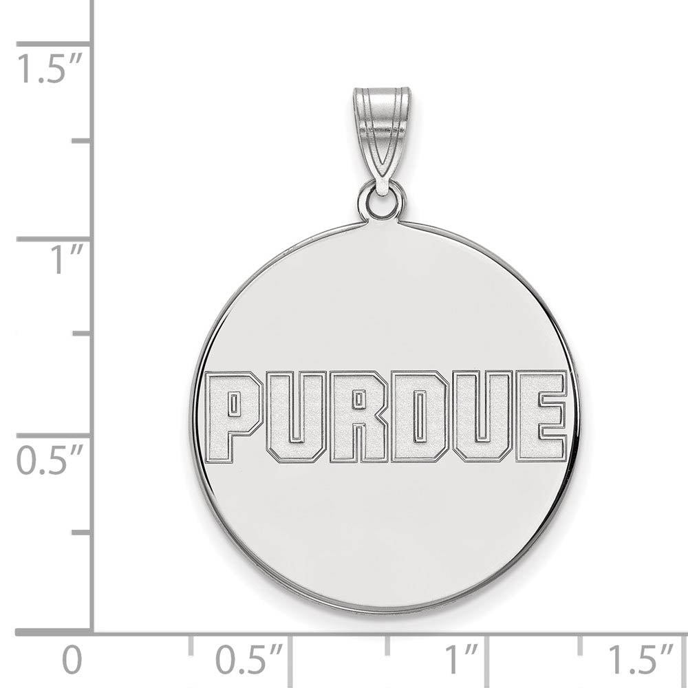 Alternate view of the 14k White Gold Purdue XL Script Disc Pendant by The Black Bow Jewelry Co.