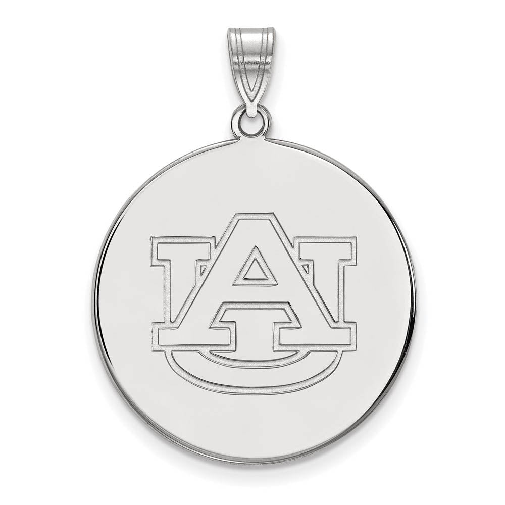 14k White Gold Auburn U XL Disc Pendant, Item P22051 by The Black Bow Jewelry Co.