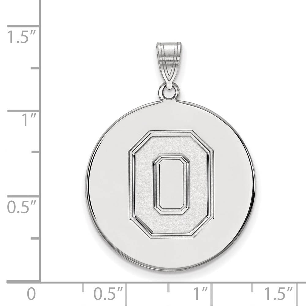 Alternate view of the 14k White Gold Ohio State XL Disc Pendant by The Black Bow Jewelry Co.