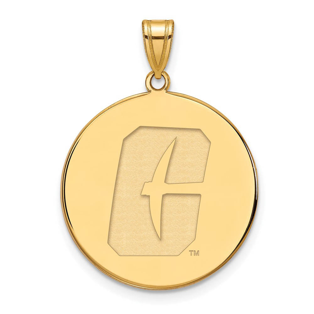 14k Yellow Gold North Carolina at Charlotte XL Disc Pendant, Item P22093 by The Black Bow Jewelry Co.