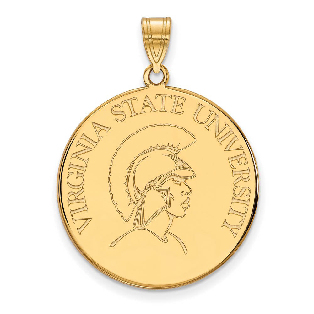 14k Yellow Gold Virginia State XL Disc Pendant, Item P22103 by The Black Bow Jewelry Co.