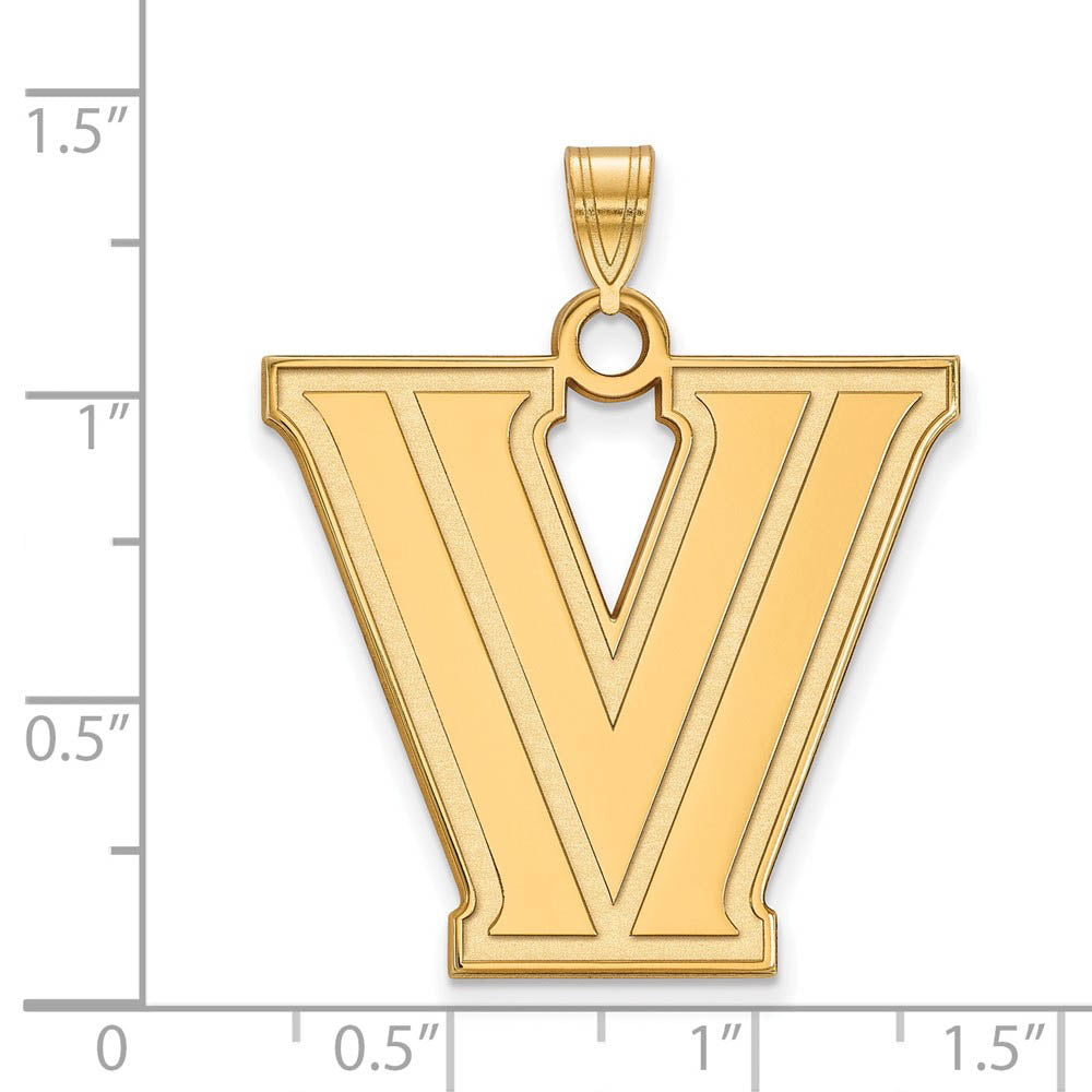 Alternate view of the 14k Yellow Gold Villanova U. XL Logo Pendant by The Black Bow Jewelry Co.