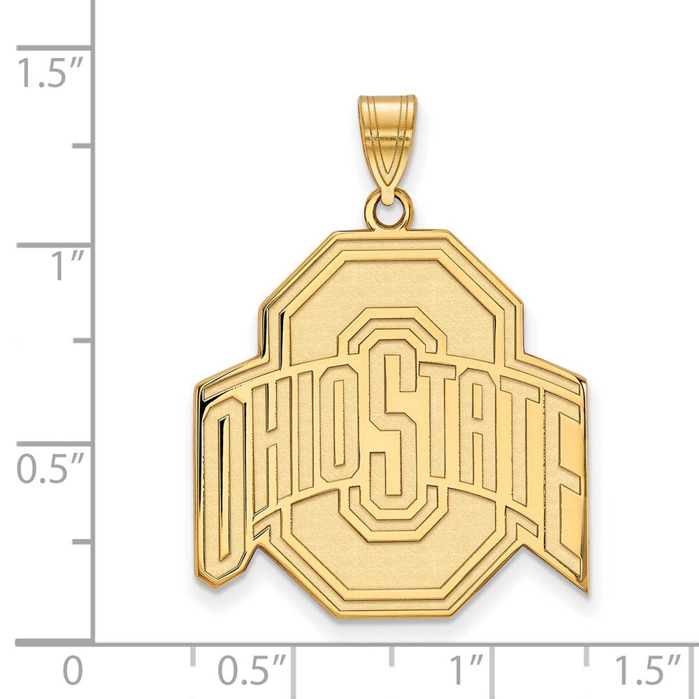 Alternate view of the 14k Yellow Gold Ohio State XL Logo Pendant by The Black Bow Jewelry Co.