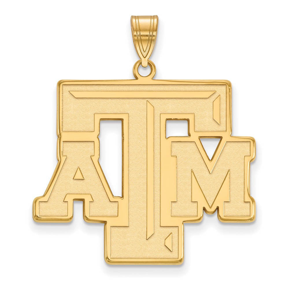 14k Yellow Gold Texas A&M U. XL Fancy 'TAM' Pendant, Item P22144 by The Black Bow Jewelry Co.