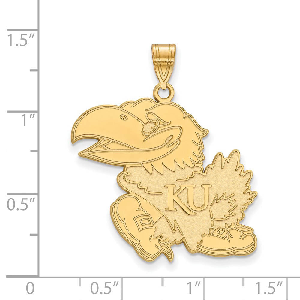 Alternate view of the 14k Yellow Gold U. of Kansas XL Pendant by The Black Bow Jewelry Co.