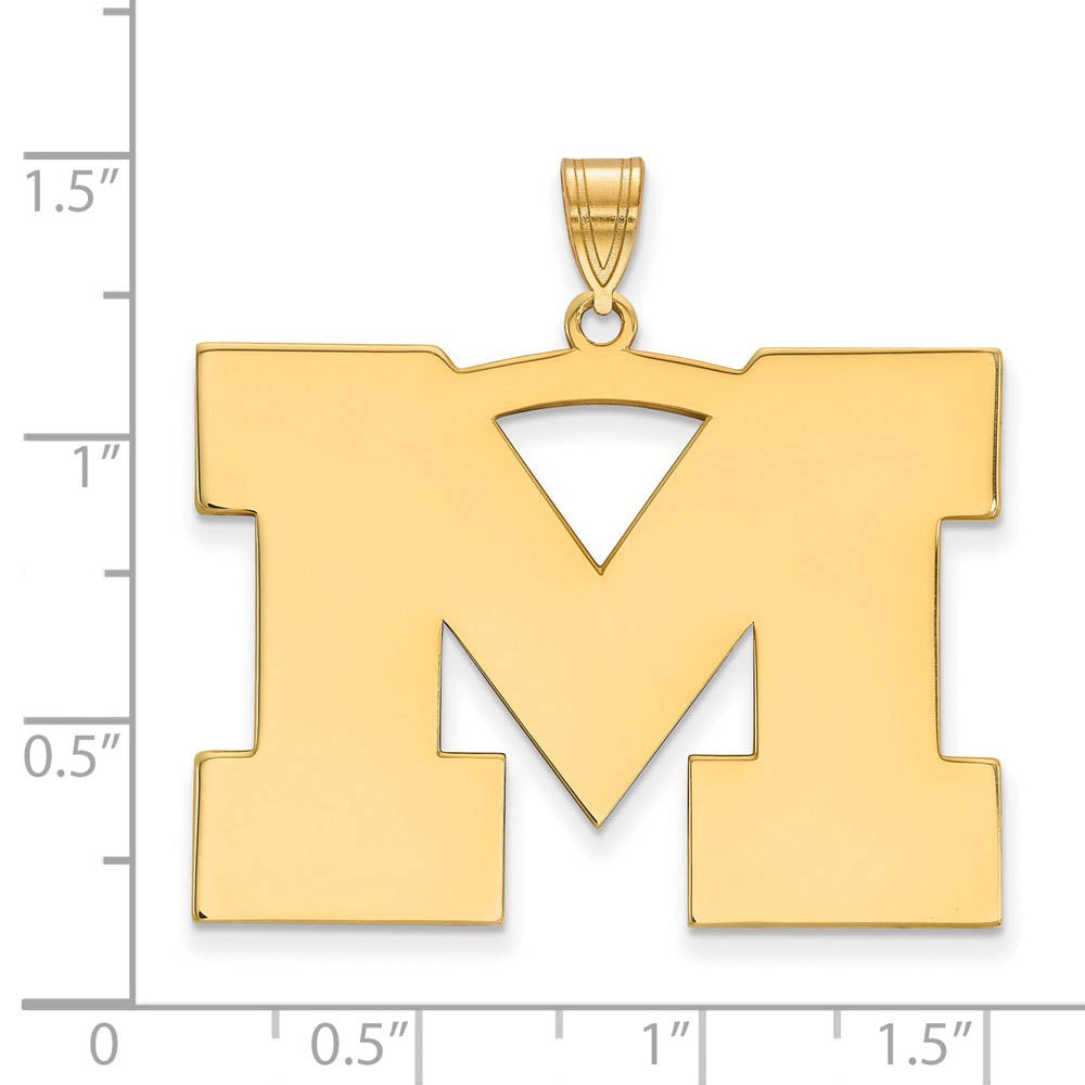 Alternate view of the 14k Yellow Gold U. of Michigan XL Initial M Pendant by The Black Bow Jewelry Co.